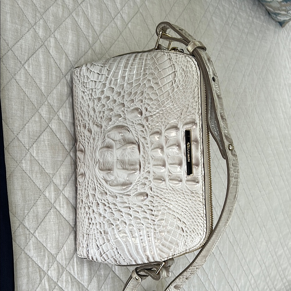 Brahmin Cream Textured Crossbody Bag